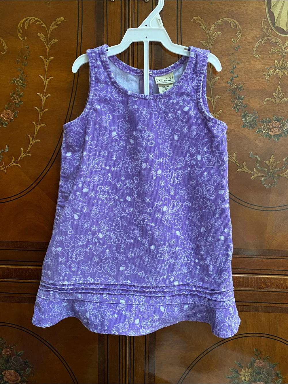 Vintage L.L. Bean Lavender And White Print Corduroy Baby Girl Jumper